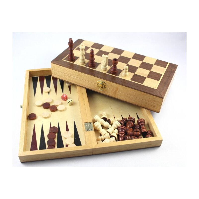 Schach- und Dame-Brett Colorbaby Backgammon Holz (4 Stück)